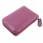 Blocking Genuine Leather Mini Wallet Latest Credit Card Safe Holder/Case Purple