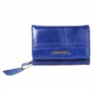 Women wallet blue purse Genuine leather Credit Card Safe Holder/Case/Protector