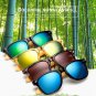 100% UVA Bamboo Wood Arms Sunglasses for Women Men (Black, Blue)