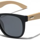 Polarized Classic Horn Rimmed Sunglasses with Bamboo Wood Temples