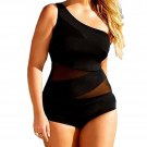 Garsumiss Womens Plus Size Bathing Suit One Piece Beach Tankini Sexy Mesh Bikini