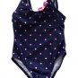 Newborn Infant Baby Girls Swimwear One Piece Polka Dot Navy Pink