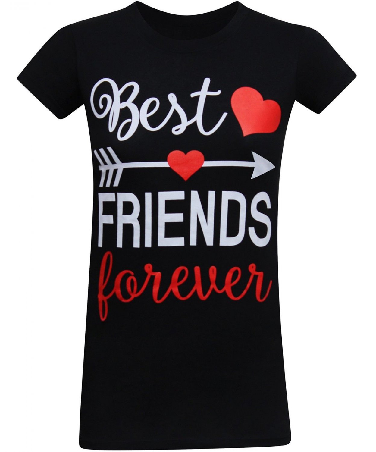 Best Friends Forever Left Arrow Women's Fitted T-Shirt - (Small) - Black
