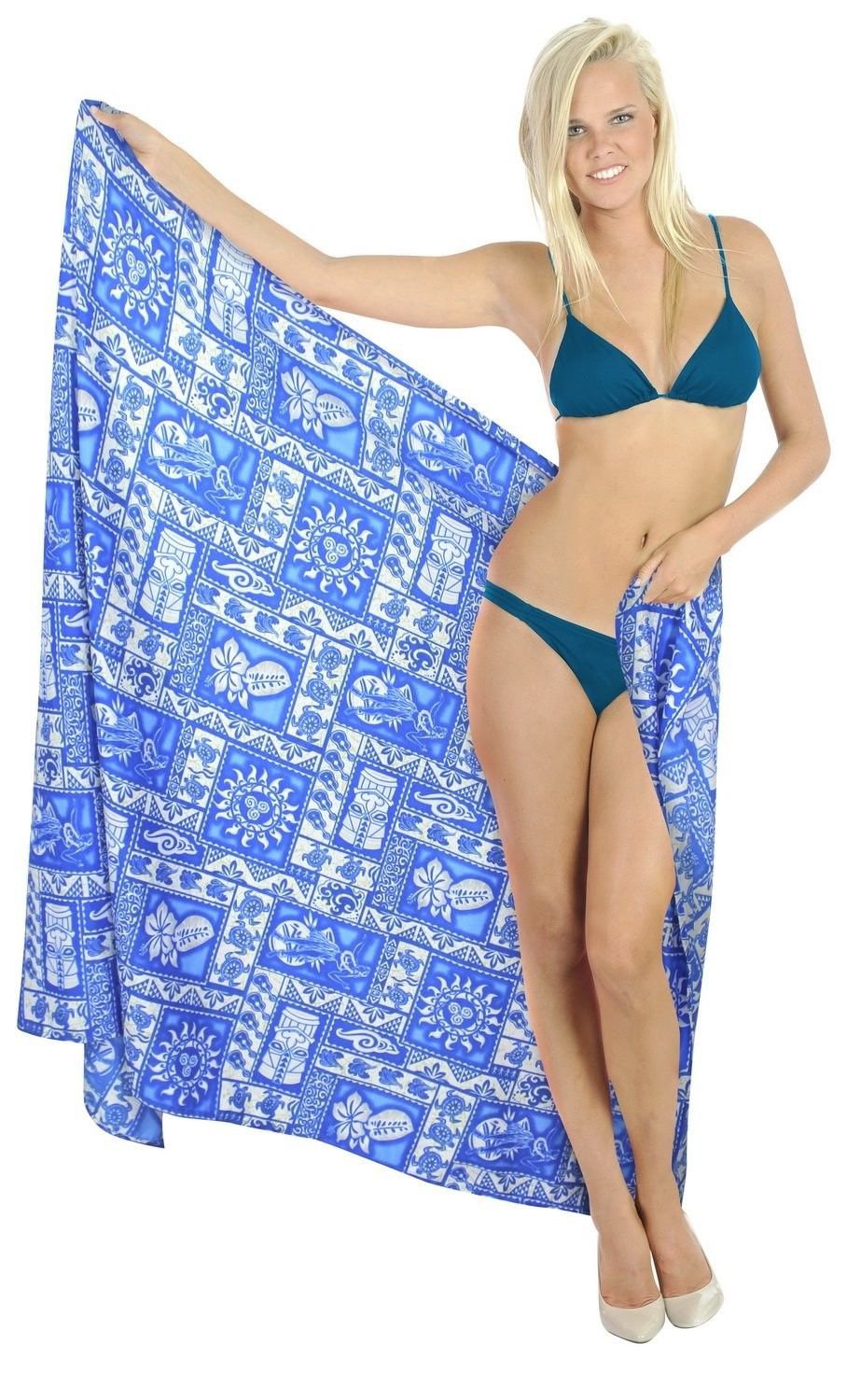 La Leela Beach Plus Size Wrap Sarong Bathing Swimsuit Cover ups Women's Printed