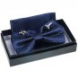 Pangda Mens Formal Banded Tuxedo Pre-tied Bow Tie, Pocket Square and Cufflinks S