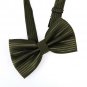 DBC2031 Green Cheap Bowties For Men Stripes Olive drab Black Pre-tied Bow tie By