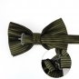 DBC2031 Green Cheap Bowties For Men Stripes Olive drab Black Pre-tied Bow tie By