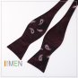 DBA7B01F Black Maroon Patterns Bow Tie Microfiber Classic For Husband Self-tied