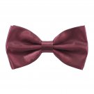 Satin Classic Pre-Tied Bow Tie Formal Solid Tuxedo, by Bow Tie House (Large, Bur