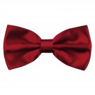 Men's Pre-Tied Adjustable Length Solid Color Tuxedo Bow Tie, Maroon