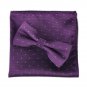 Men Polka Dot Bowtie Necktie Pocket Square Dark Purple Business Wedding Party ci