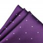 Men Polka Dot Bowtie Necktie Pocket Square Dark Purple Business Wedding Party ci