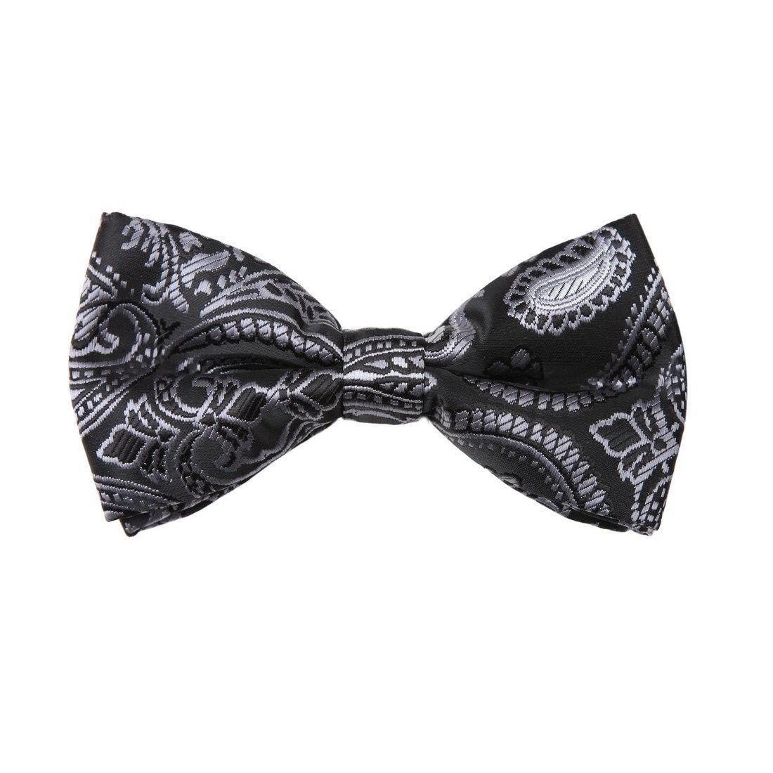 DBD7B14A Black Grey Patterned Microfiber Mens Bow Tie Fitness For Lawyers Pre-ti
