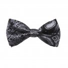 DBD7B14A Black Grey Patterned Microfiber Mens Bow Tie Fitness For Lawyers Pre-ti