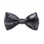DBD7B14A Black Grey Patterned Microfiber Mens Bow Tie Fitness For Lawyers Pre-ti