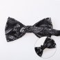 DBD7B14A Black Grey Patterned Microfiber Mens Bow Tie Fitness For Lawyers Pre-ti