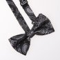 DBD7B14A Black Grey Patterned Microfiber Mens Bow Tie Fitness For Lawyers Pre-ti