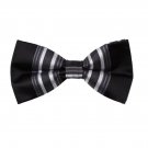 DBD7A17B Black White Grey Stripes Microfiber Mens Bow Tie Quilt For Working Day