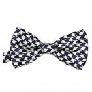 Silk Finish Fashion Bow Tie. Pre-tied Elastic Dicky for Weddings (Blue White C