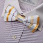 DBD7A08D Silver Gold Stripes Microfiber Mens Bow Tie Fitness Fabric Pre-tied Bow