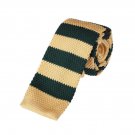 Light Yellow Green Stripes Marketing Management Skinny Knit Neck Tie Wo