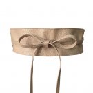 Charming House Women's Vintage Obi Bowknot Leather Wide Waist Cinch Belt (Off-wh