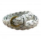 Trendy and Comfortable Real Leather Braided Cinch Waist Womens Belt, White