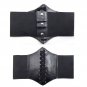 Black Faux Leather Elastic Fashion Belt with Lace (Black)