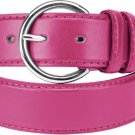 Belle Donne - Women's Solid Color Faux Leather 1.25" Belt - Fucshia- Large