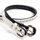 Ladies Skinny Belt, White, M
