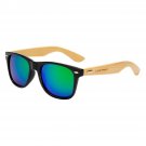 Bamboo sunglasses wooden Long Keeper Wood Arms for Women Men (Black, Green)