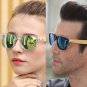 Bamboo sunglasses wooden Long Keeper Wood Arms for Women Men (Black, Green)
