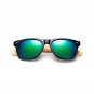 Bamboo sunglasses wooden Long Keeper Wood Arms for Women Men (Black, Green)