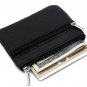 DEEZOMO Genuine Leather Card Case Wallet / Coin Change Purse with Key Ring - Bla