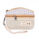 Damara Womens Lace Hem Stripe Zipper Detachable Wristlet Coin Pouch,Apricot