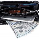 NapaWalli Womens Luxuary Genuine Leather Clutch Wallets Purses With Carbon Fiber
