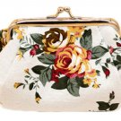 Oyachic Coin Pouch Canvas Card Purse Clasp Closure Classic Rose Pattern Keys Wal
