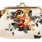 Oyachic Coin Pouch Canvas Card Purse Clasp Closure Classic Rose Pattern Keys Wal