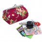 Oyachic Coin Pouch Canvas Card Purse Clasp Closure Classic Rose Pattern Keys Wal