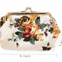 Oyachic Coin Pouch Canvas Card Purse Clasp Closure Classic Rose Pattern Keys Wal