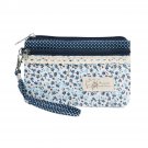 Damara Womens Floral Dotted Versatile Canvas Wallet,Blue