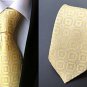 Checks Golden Yellow 100% Silk Men's Tie Business Wedding Necktie
