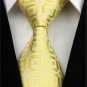 Checks Golden Yellow 100% Silk Men's Tie Business Wedding Necktie