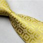 Checks Golden Yellow 100% Silk Men's Tie Business Wedding Necktie