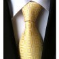 Checks Golden Yellow 100% Silk Men's Tie Business Wedding Necktie