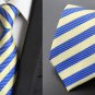 Striped Blue Yellow Jacquard Woven 100% Silk Men's Tie Necktie