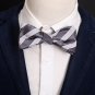 EBAA0156 Dark Grey Striped Bow Ties Microfiber Work-Utility Gift Self-tied Bow T