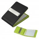 ECM09A04 Green Black Leadership Leather Wallet Stainless Steel Money Clip and 14