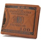 OURBAG Mens US $100 Dollar Bill Leather Bifold Card Holder Wallet Handbag Purse