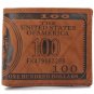 OURBAG Mens US $100 Dollar Bill Leather Bifold Card Holder Wallet Handbag Purse